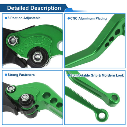 Adjustable Short Brake Clutch Levers for BMW R Nine T (2014–2016) Green 1 Pair