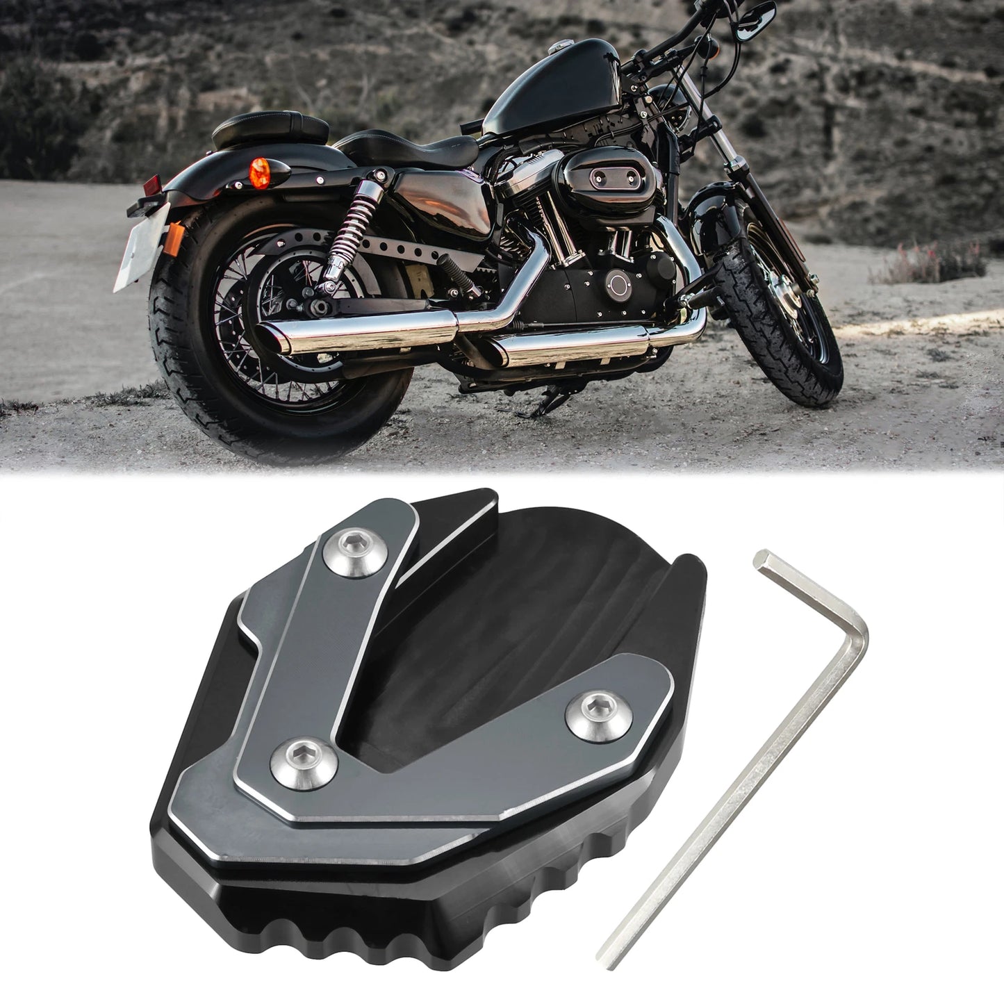 Kickstand Pad Set for Suzuki Jixer 250 SF (2018–2023) Titanium Tone