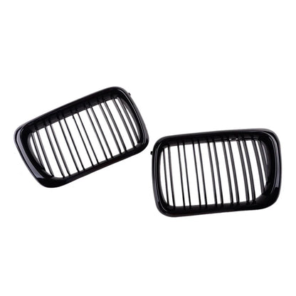 Gloss Black Double Line Front Kidney Grills for BMW E36 M3 (1996-1999)