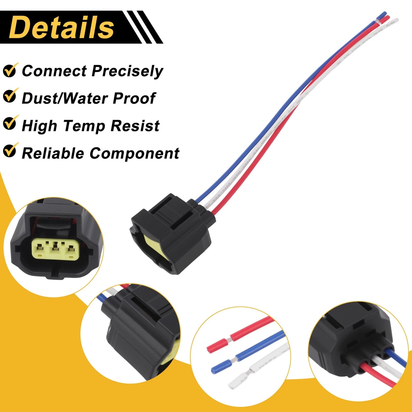 Set of 3 Pin Connector Plug for Jeep 3.7L 4.7L 5.7L 6.4L SRT8 (2001–2019)