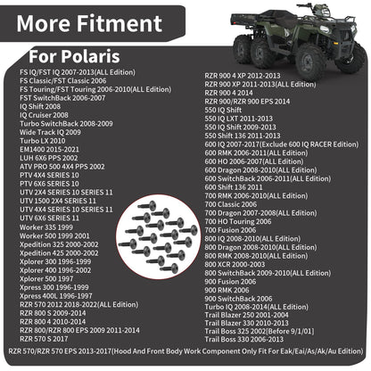 16 Body Rack Bolts for Polaris Worker 335, Xpress 400L, Xplorer 300, 400, 500 (2000–2023)