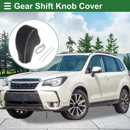 Gear Shift Knob Cover for Subaru Forester (2014–2017) Black Grey Faux Leather