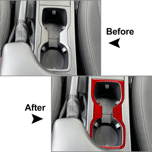 Carbon Fiber Red Center Water Cup Holder Cover Trim for Ford Ranger (2019–2022)