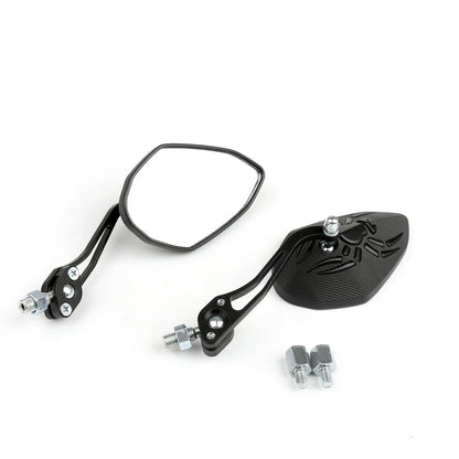 Pair of 8/10mm Black Rear View Side Mirrors for Motorcycle/Bicycle