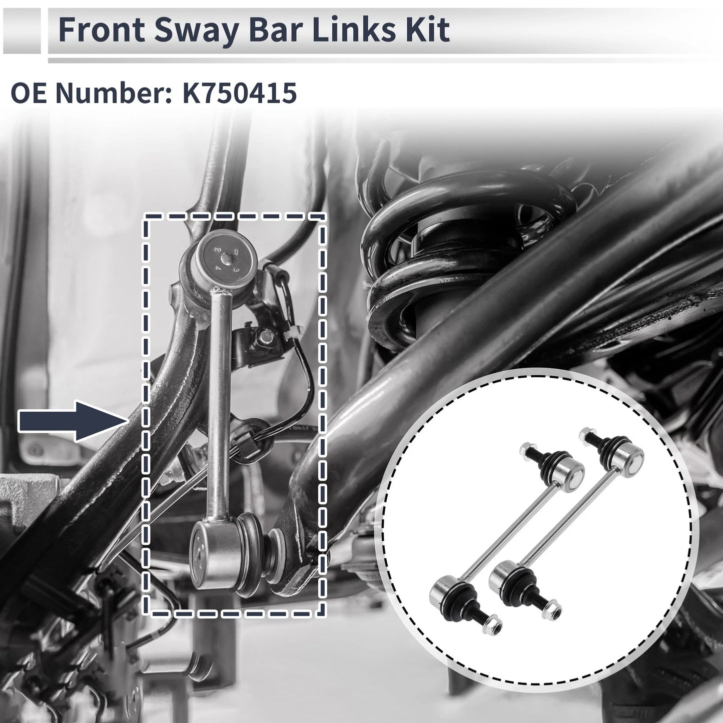 Front Stabilizer Bar Links No Bushing for Ford Fusion (2010) No.K750415 2X