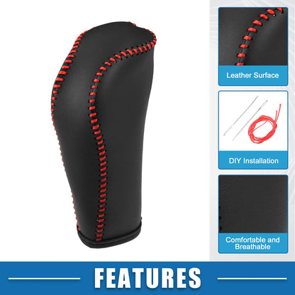 Gear Shift Lever Cover for Honda Fit (2014–2018) Red Stitches