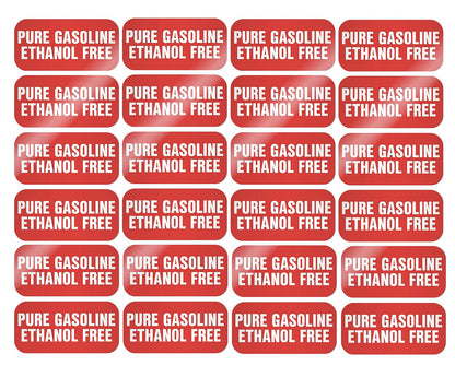 24-Pack Gasoline Ethanol Free Stickers for Fuel Tanks