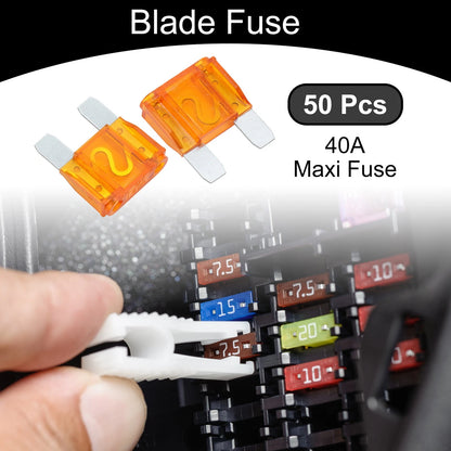 Set of 50 Maxi Fuse 40A Blade Fuses for Car Boat Truck RV Motorcycle