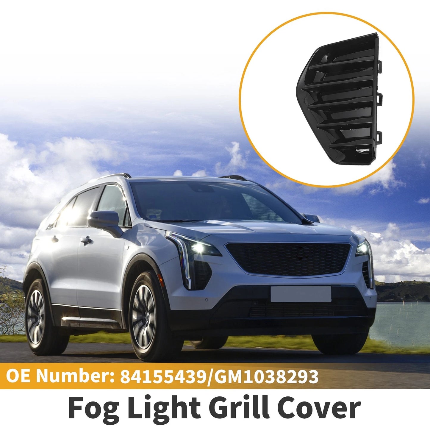 1 Pc Fog Light Grill for Cadillac XT4 (2019–2022) No. 84155439, ABS