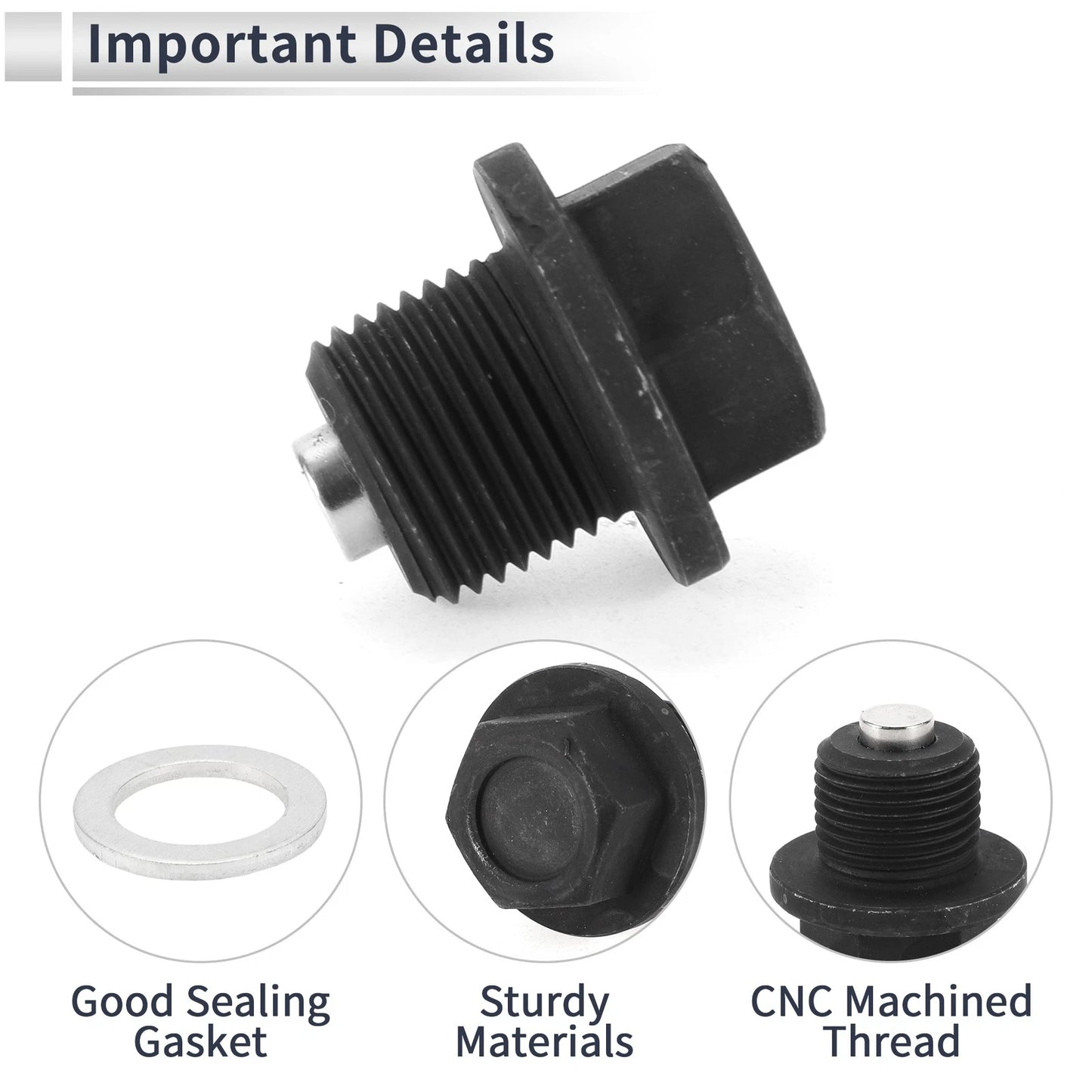 Set of 1 M18x1.5 Engine Oil Drain Plug with Gasket for Car Motorcycle