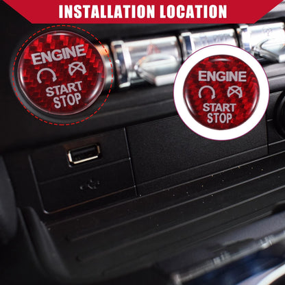 Carbon Fiber Engine Start Stop Button Cover Trim for Ford