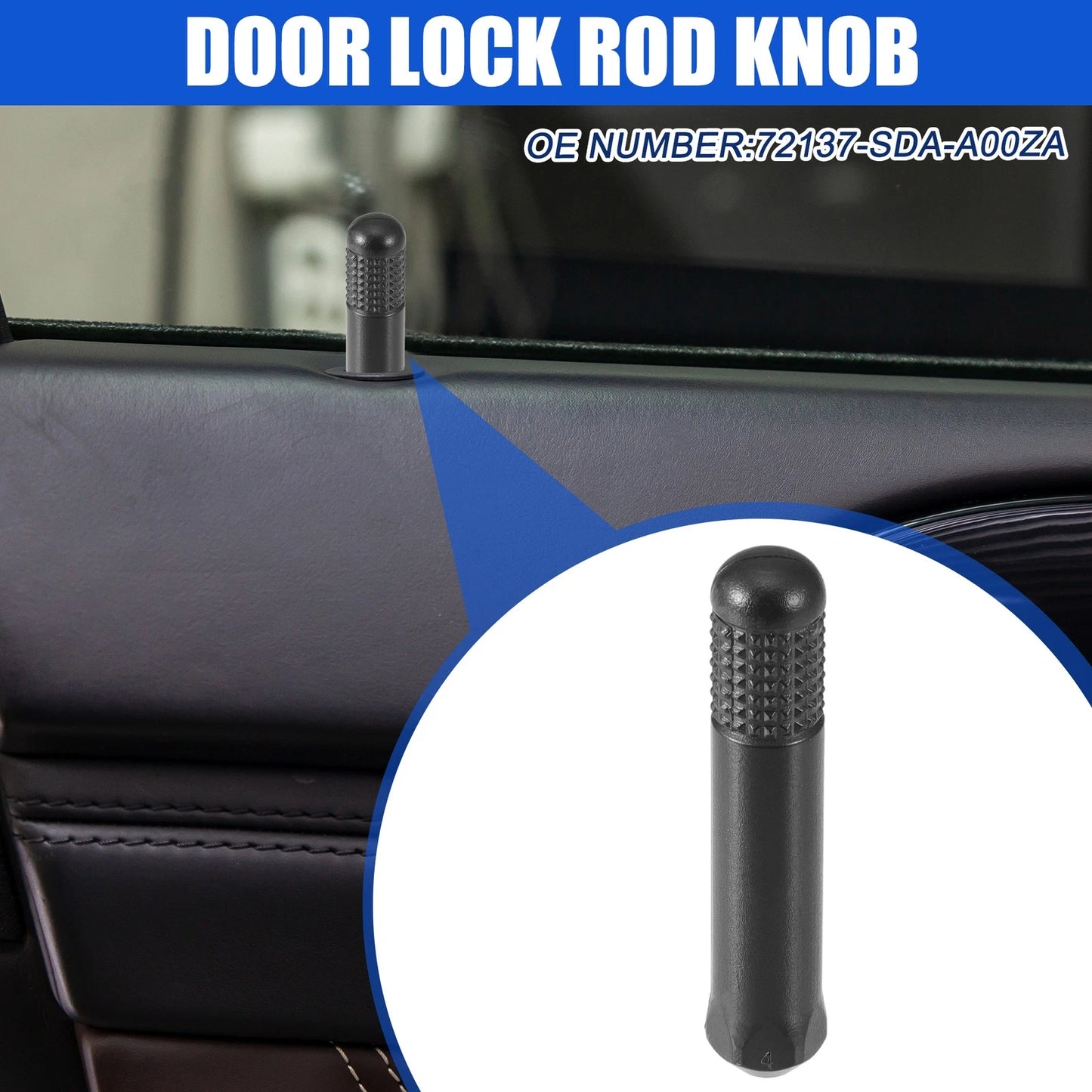 2X Door Lock Rod Knob Black for Honda Accord (2003–2007) No.72137-SDA-A00ZA