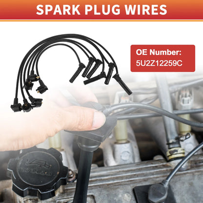 6 Pcs Spark Plug Wire Ignition Coil Cable No.5U2Z12259C for Ford Explorer (2001–2005)