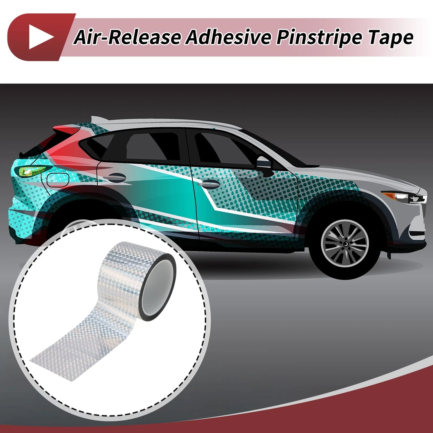 Pinstripe Tape 70mm x 50m for Car Motorcycle Boat Laser Silver Tone (1 Pc)