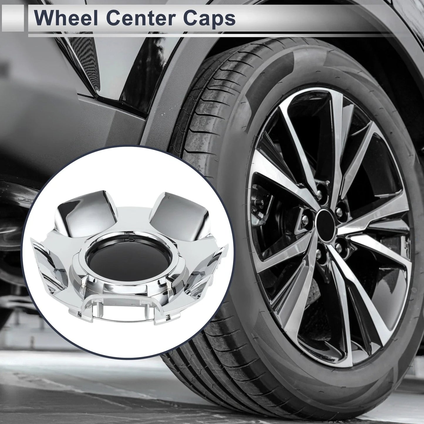 Wheel Center Caps for Chevy Silverado Tahoe Suburban (2007-2014) Black Plastic 1 x