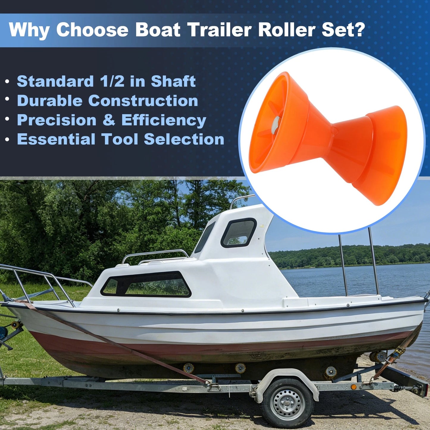 3" Boat Bow Trailer Roller with End Bells