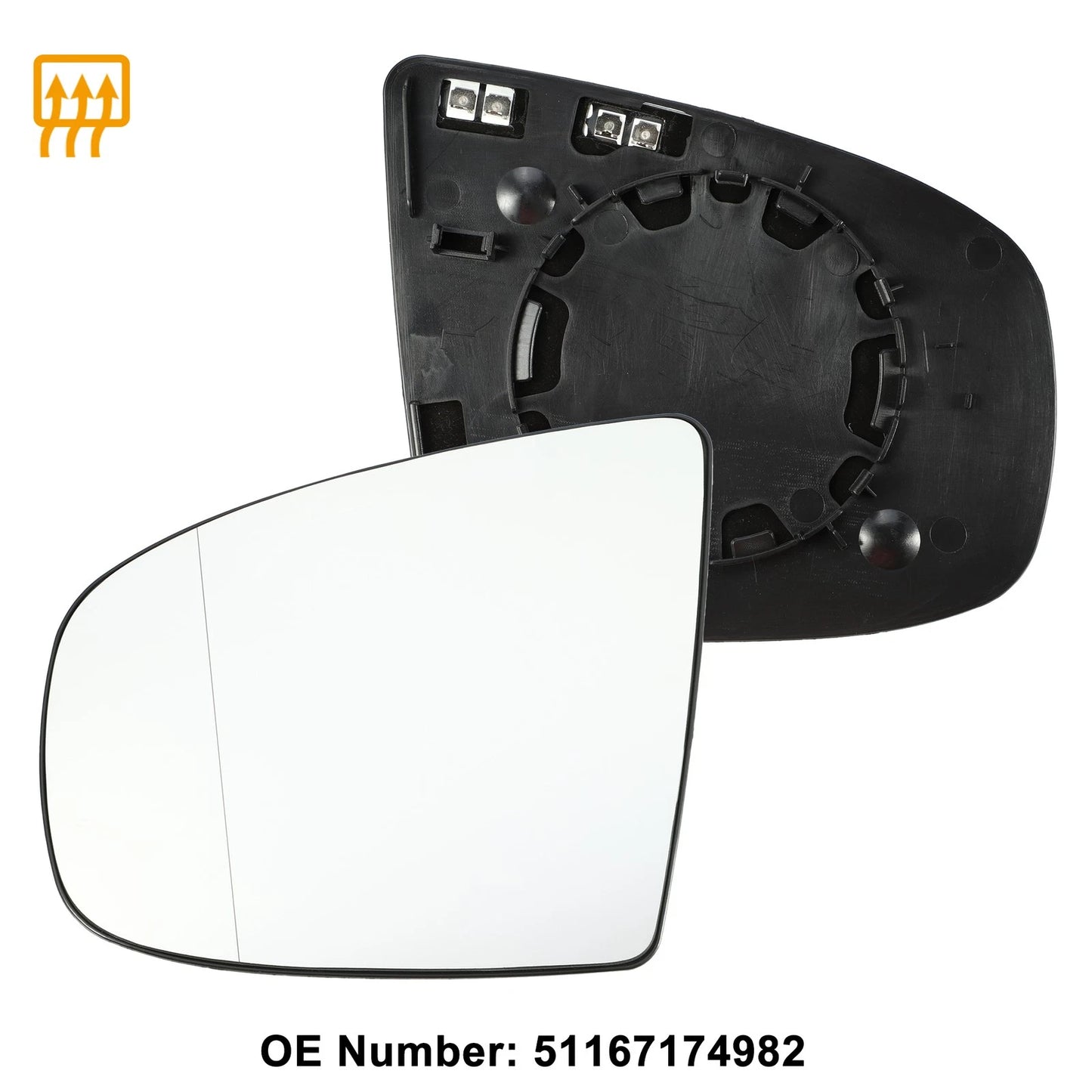 Left Mirror Glass Replacement with Backing Plate for BMW X6, X5 (2008–2014)