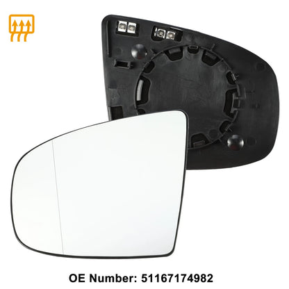 Left Mirror Glass Replacement with Backing Plate for BMW X6, X5 (2008–2014)