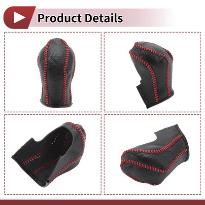 Gear Shift Knob Cover for Nissan Maxima (2016–2023) Black Red Faux Leather