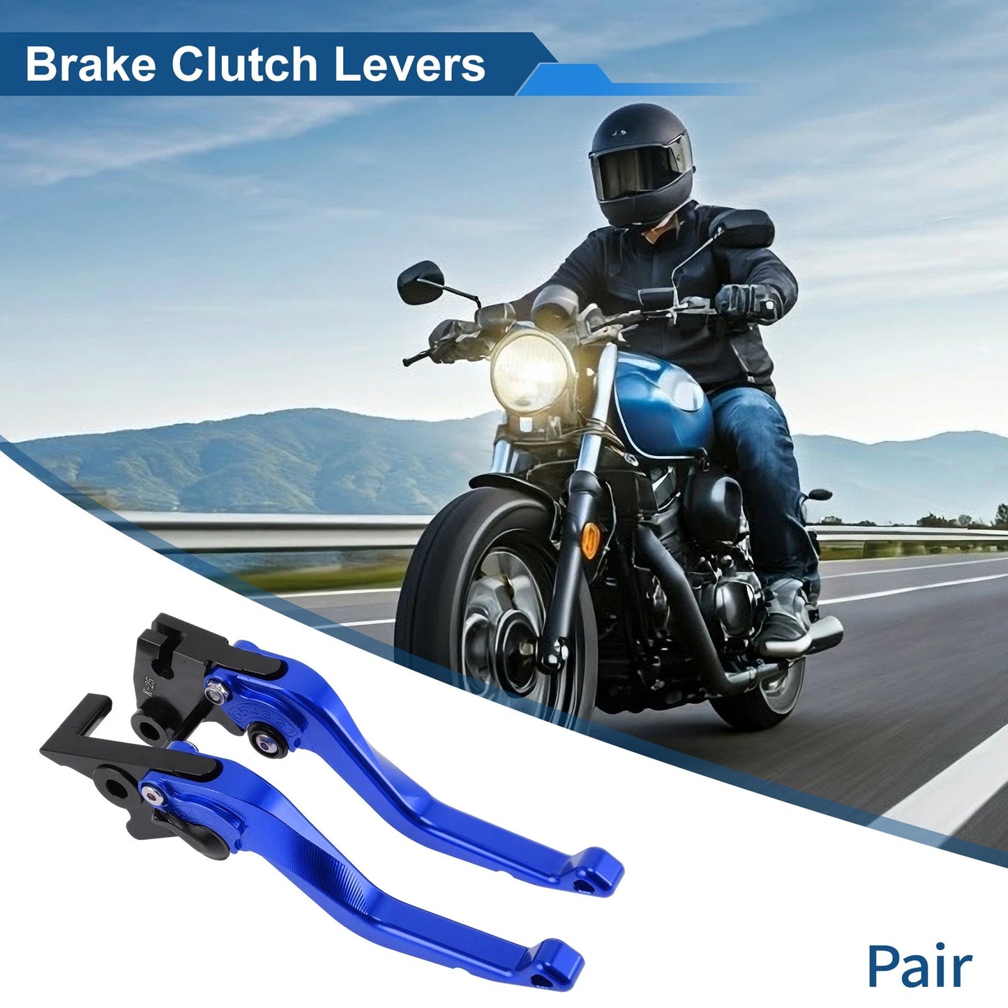 Adjustable Short Brake Clutch Levers for Kawasaki KLX 300 (2021–2025) - Blue