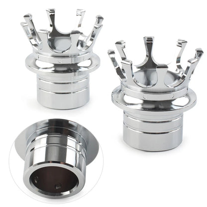 Crown Front Axle Nut Cover Pair for Harley Softail Sportster Road King (Chrome)