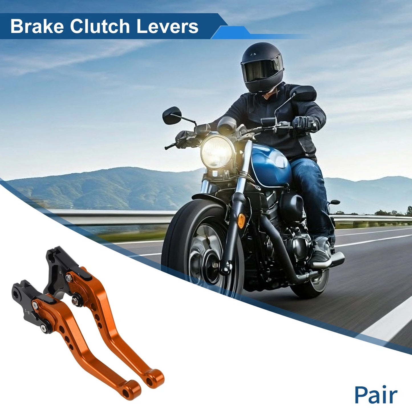 Short Brake Clutch Levers for BMW F650GS (2008–2012) - Orange, 1 Pair