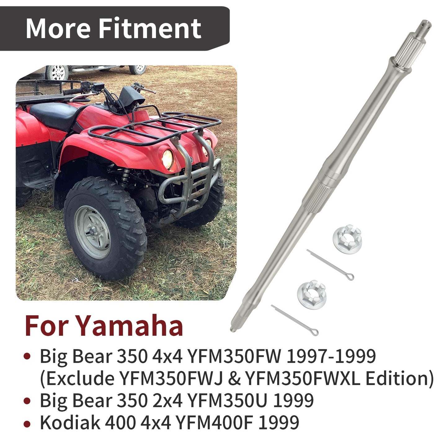 Rear Axle Shaft for Yamaha Big Bear 350 Kodiak 400 (1990–2000)
