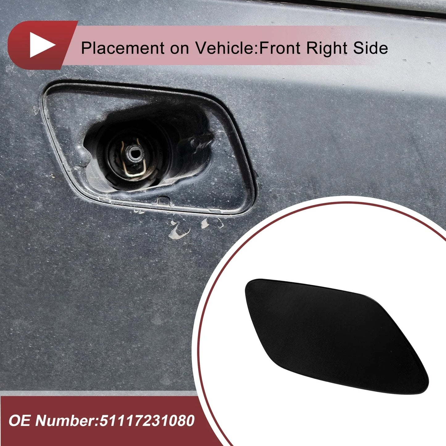 Bumper Headlight Washer Nozzle Cover Cap for BMW Z4 Black (2009-2016)