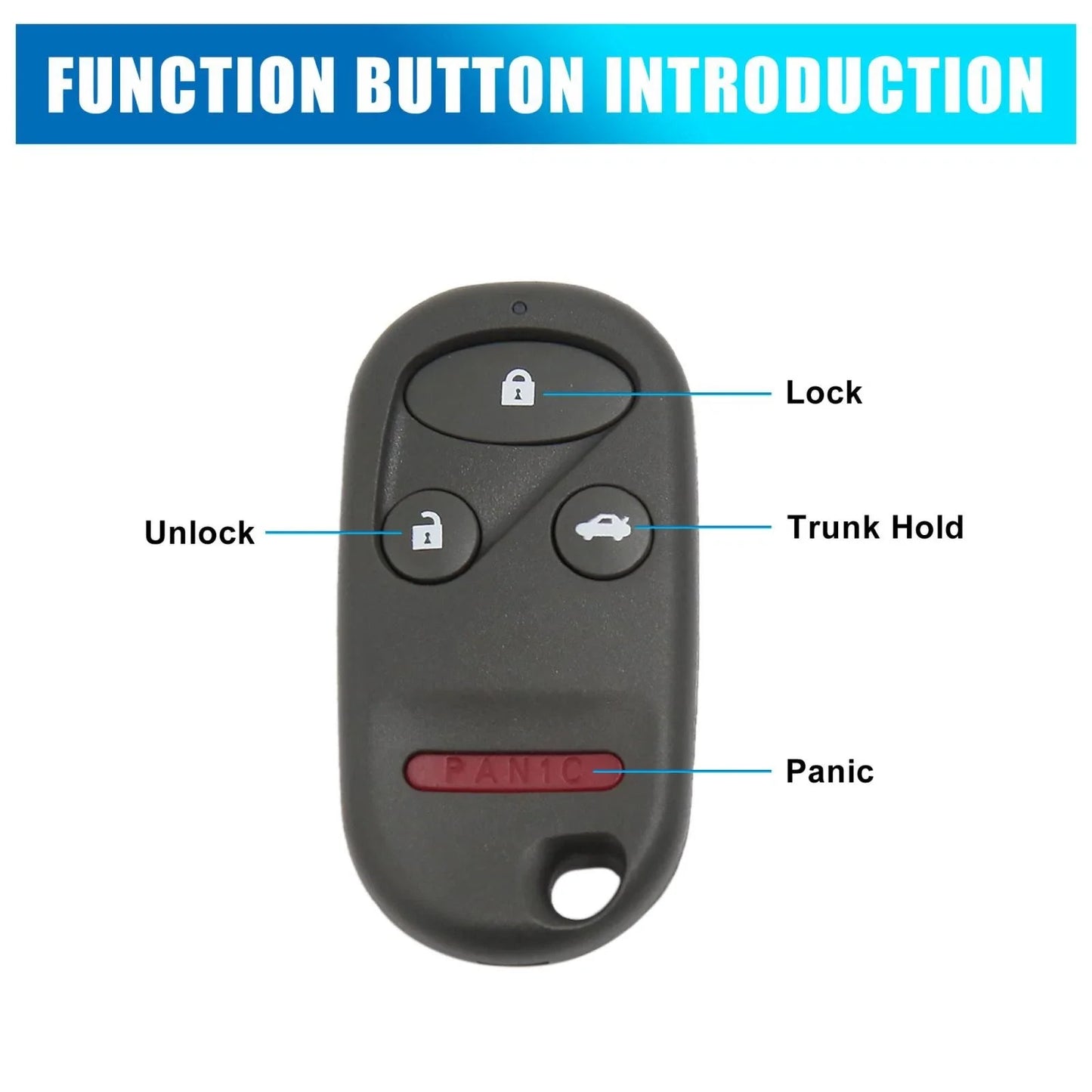Replacement Key Fob Shell Case for Honda Accord 4 Button Black