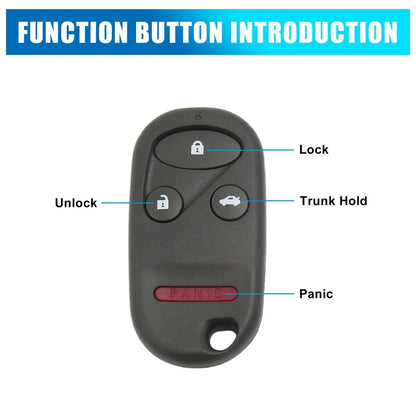 Replacement Key Fob Shell Case for Honda Accord 4 Button Black
