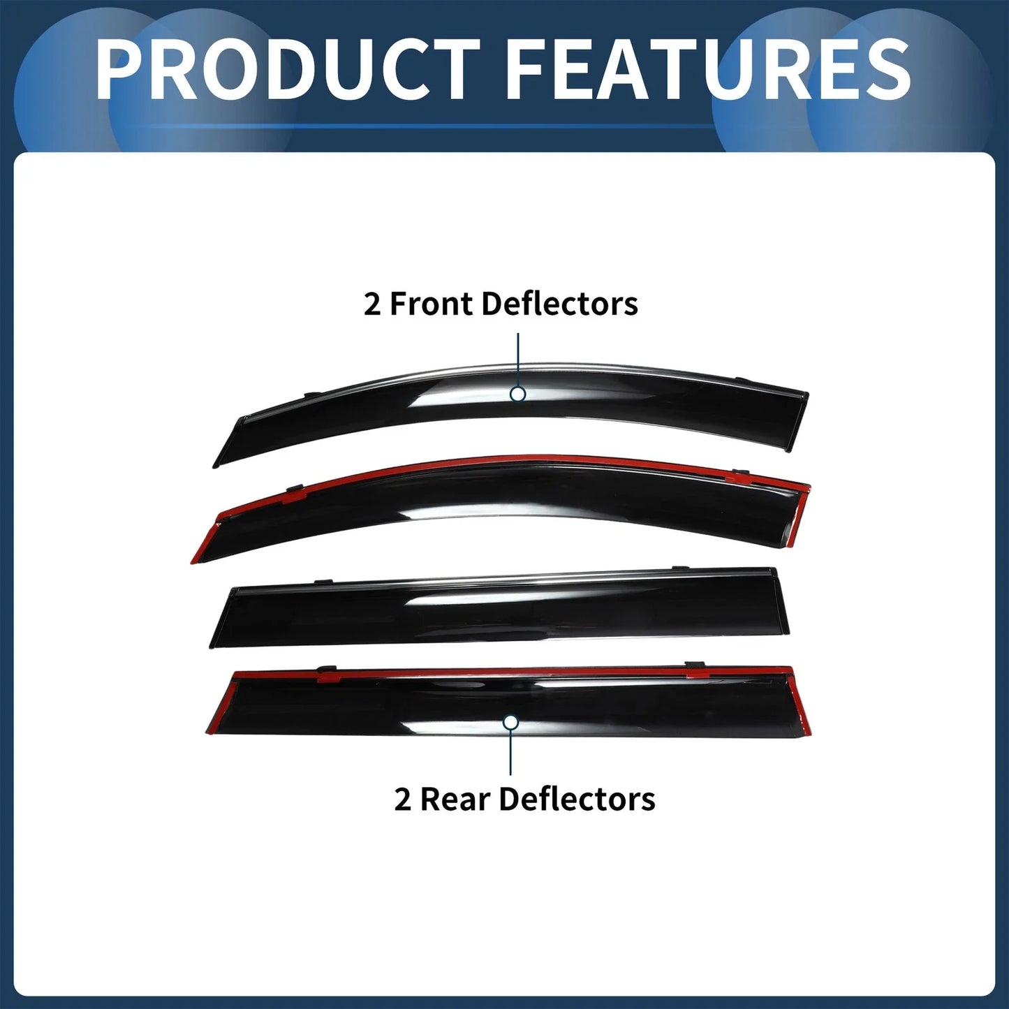 Window Deflectors for Hyundai Santa Fe Side Window Vent Visors Black 2019