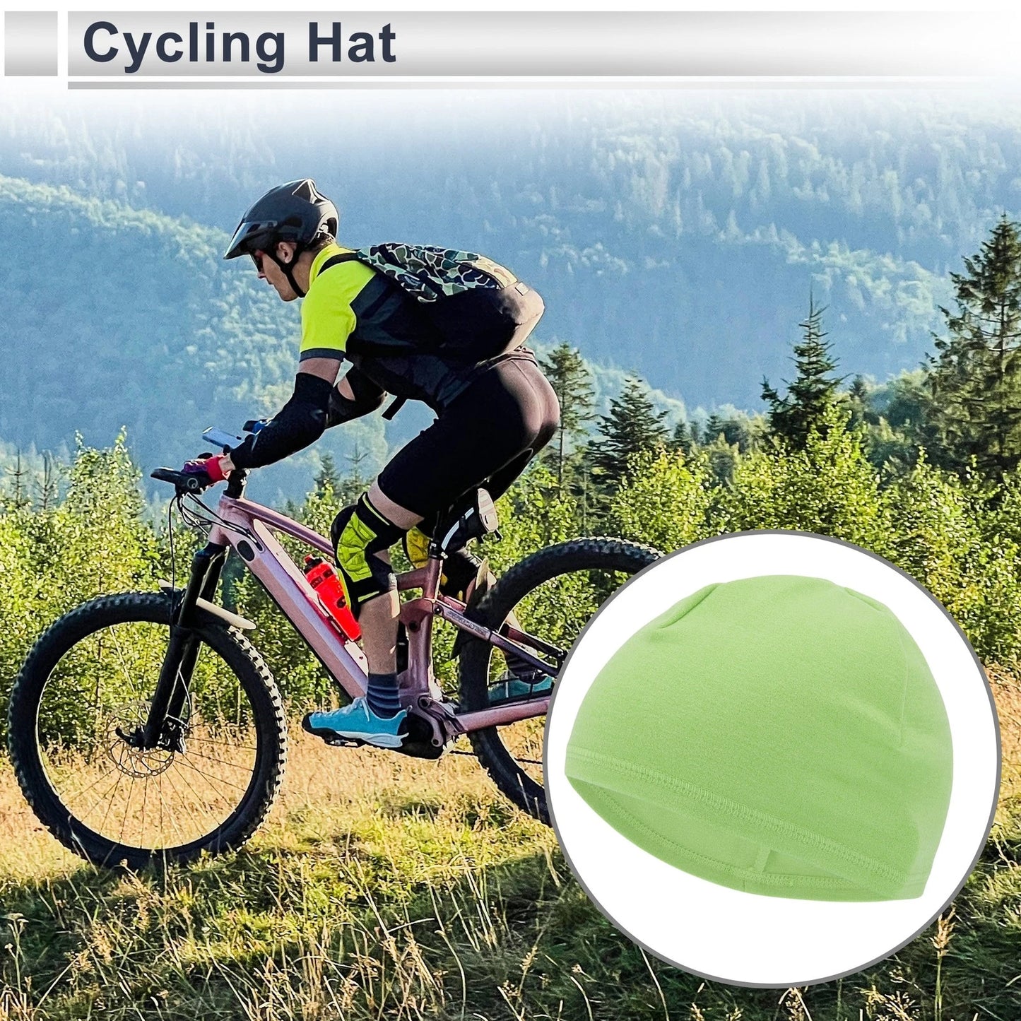 Cycling Hat for Keep Warm Light Green Desmooth Fabric (25.5x18cm) 1 Pcs