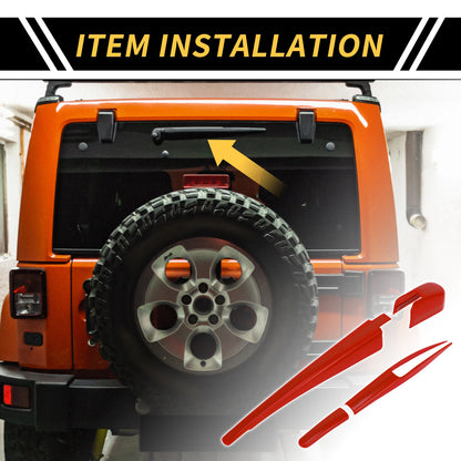 Set of 2 Rear Window Wiper Arm Blades Cover for Jeep Wrangler JL JLU (2018–2024) Red
