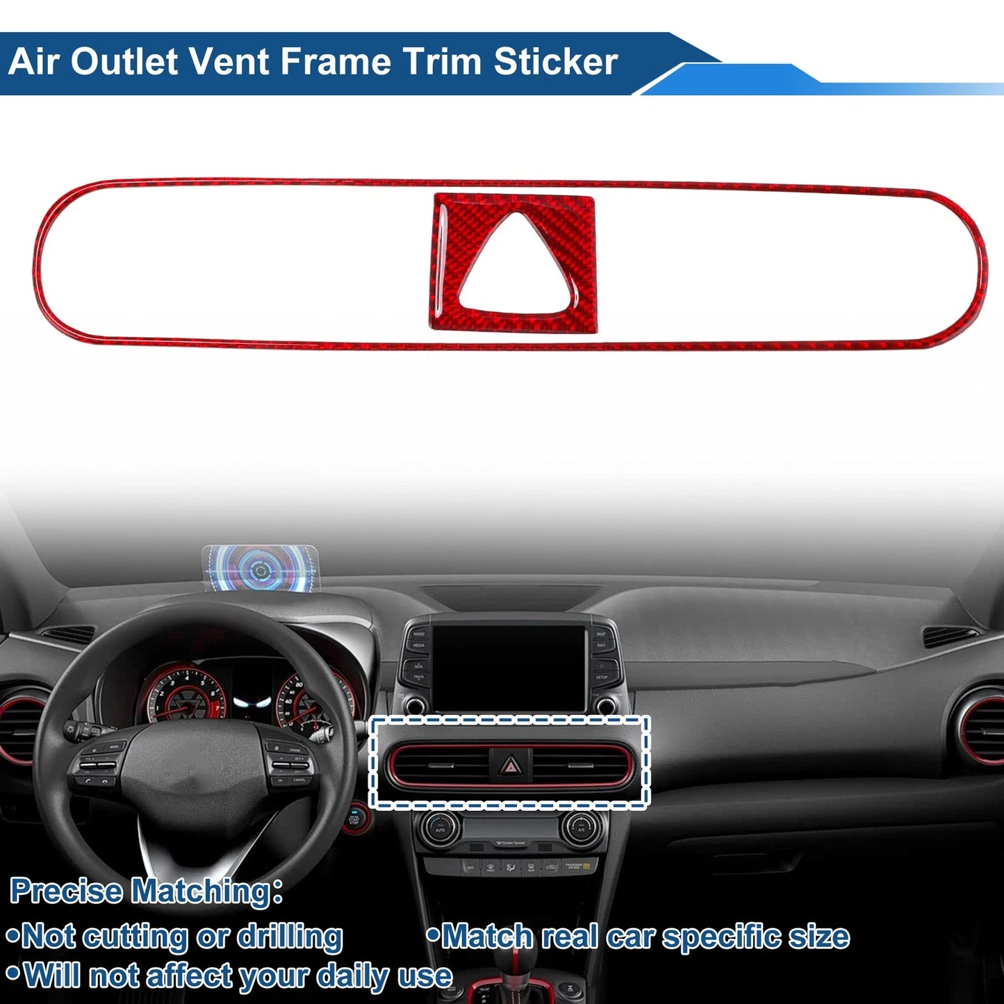 Air Condition Outlet Vent Trim Cover Frame for Hyundai Kona (2018–2023)