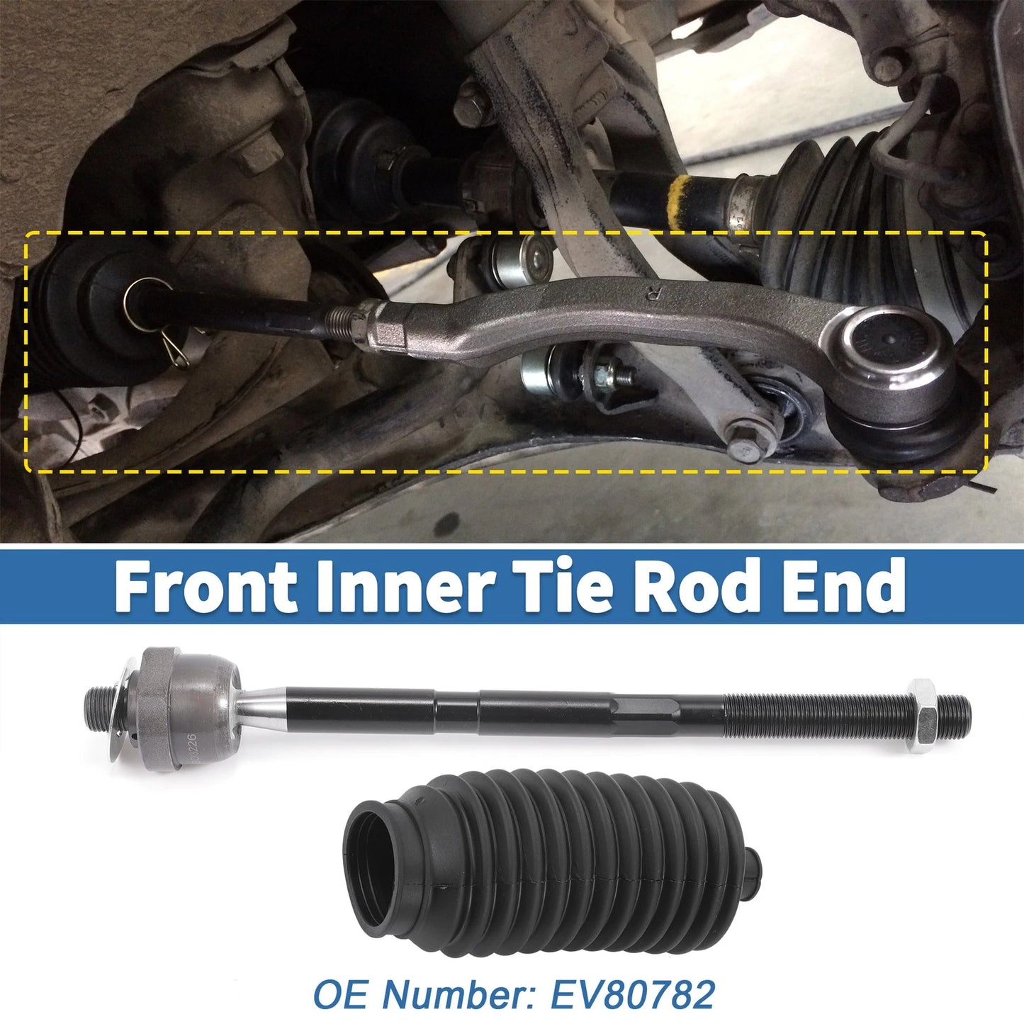 Set of 4 Front Inner Tie Rod End Links for Jeep Grand Cherokee (2005–2010) EV80782