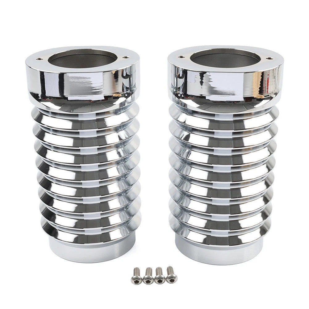 Chrome Retro Fork Boot Slider Covers for Harley Tour Road Street Tri Glide