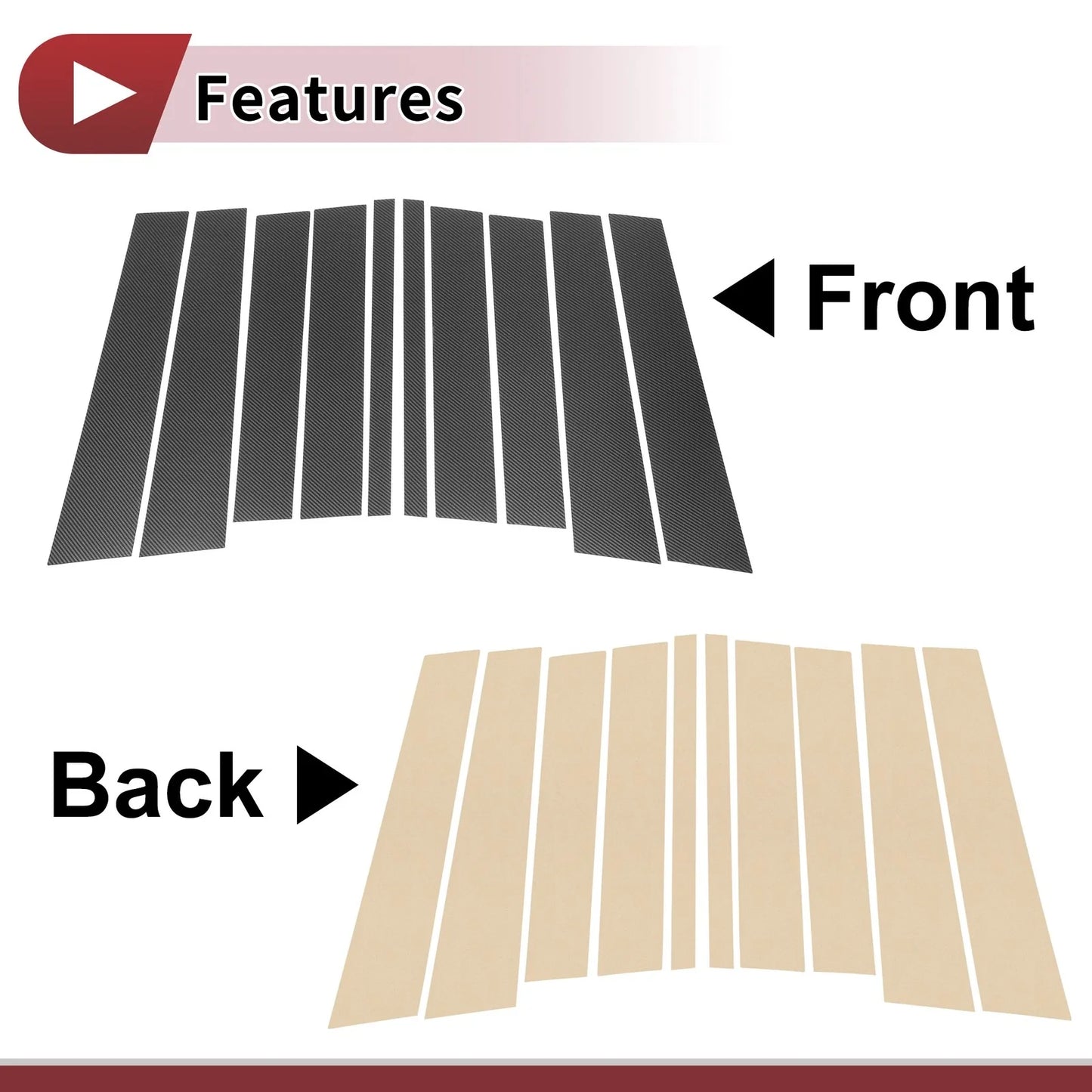 10 x Door Pillar Window Trim Covers for Mercedes-Benz GL-Class (2013-2019)