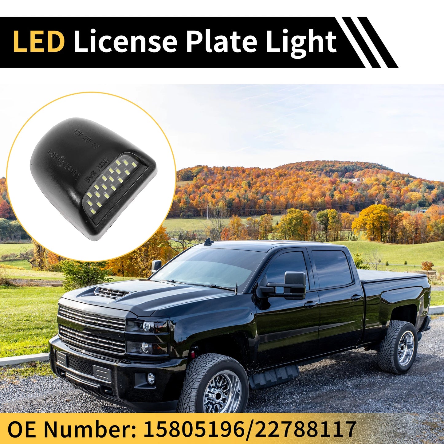 2X License Plate Light Tag Lamp for Chevrolet Silverado