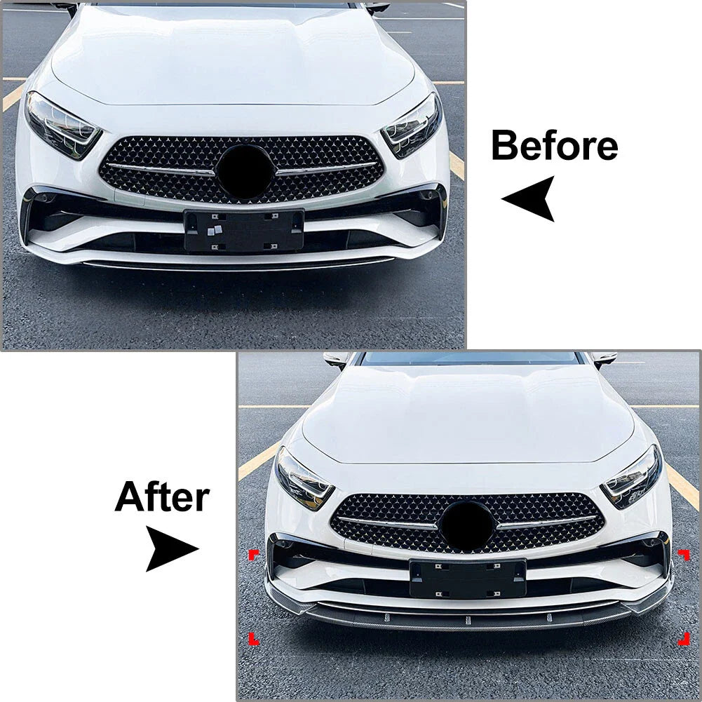Carbon Look Front Bumper Spoiler Lip for Benz CLS Class (2022-2024)