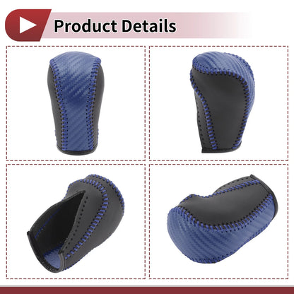 1 Pc Gear Shift Knob Cover for Mazda CX-5 (2013–2014) Black Blue Faux Leather