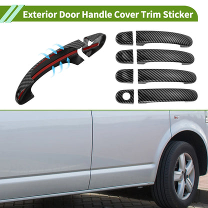 Exterior Door Handle Cover Trim for Volkswagen Transporter (Carbon Fiber, Black)