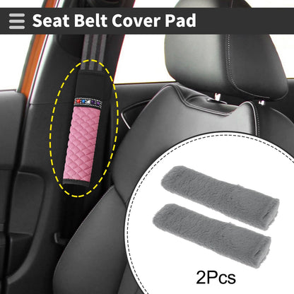 Set of 2 Gray Seat Belt Cover Pads for Universal Fit (24cm)