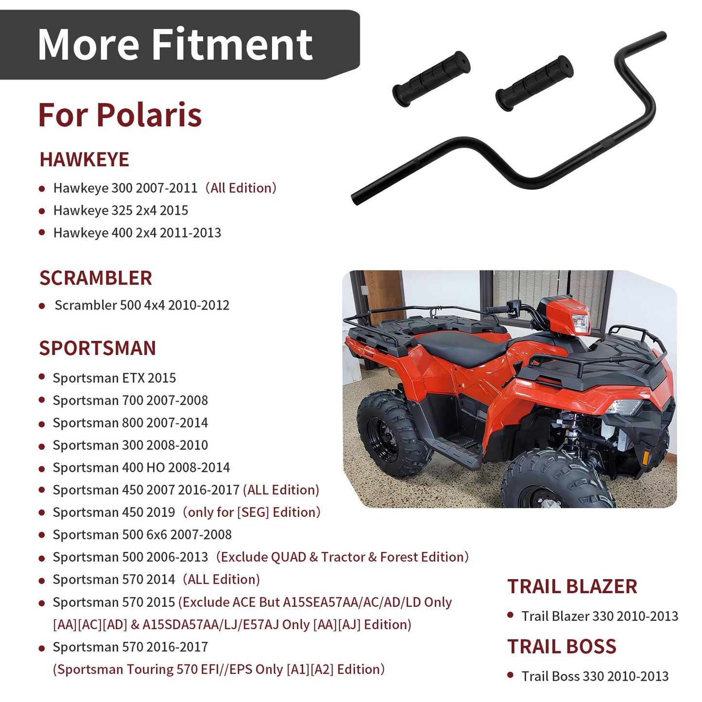 Handle Bar and Grips for Polaris Sportsman 570 (2014–2017)
