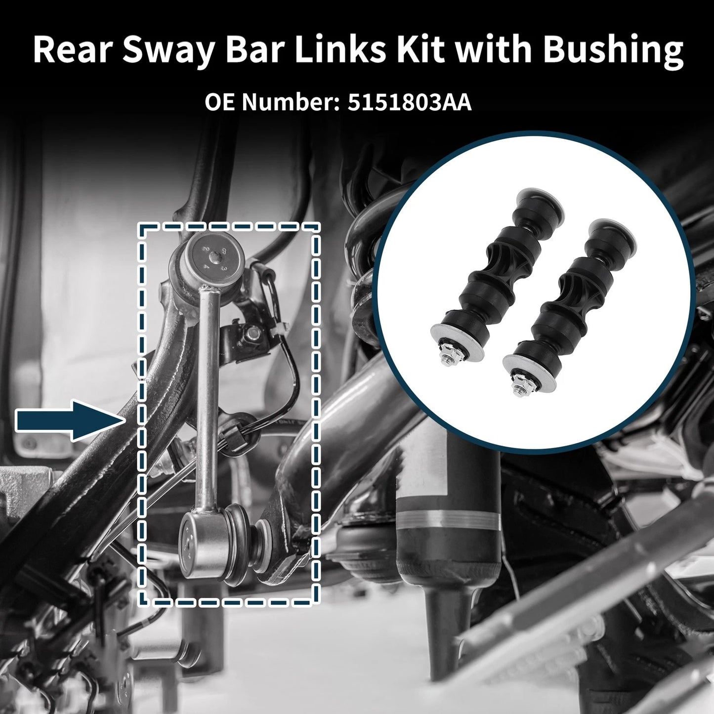 Set of 2 Rear Stabilizer Bar Links for Dodge Caliber (2010–2012) No. 5151803AA