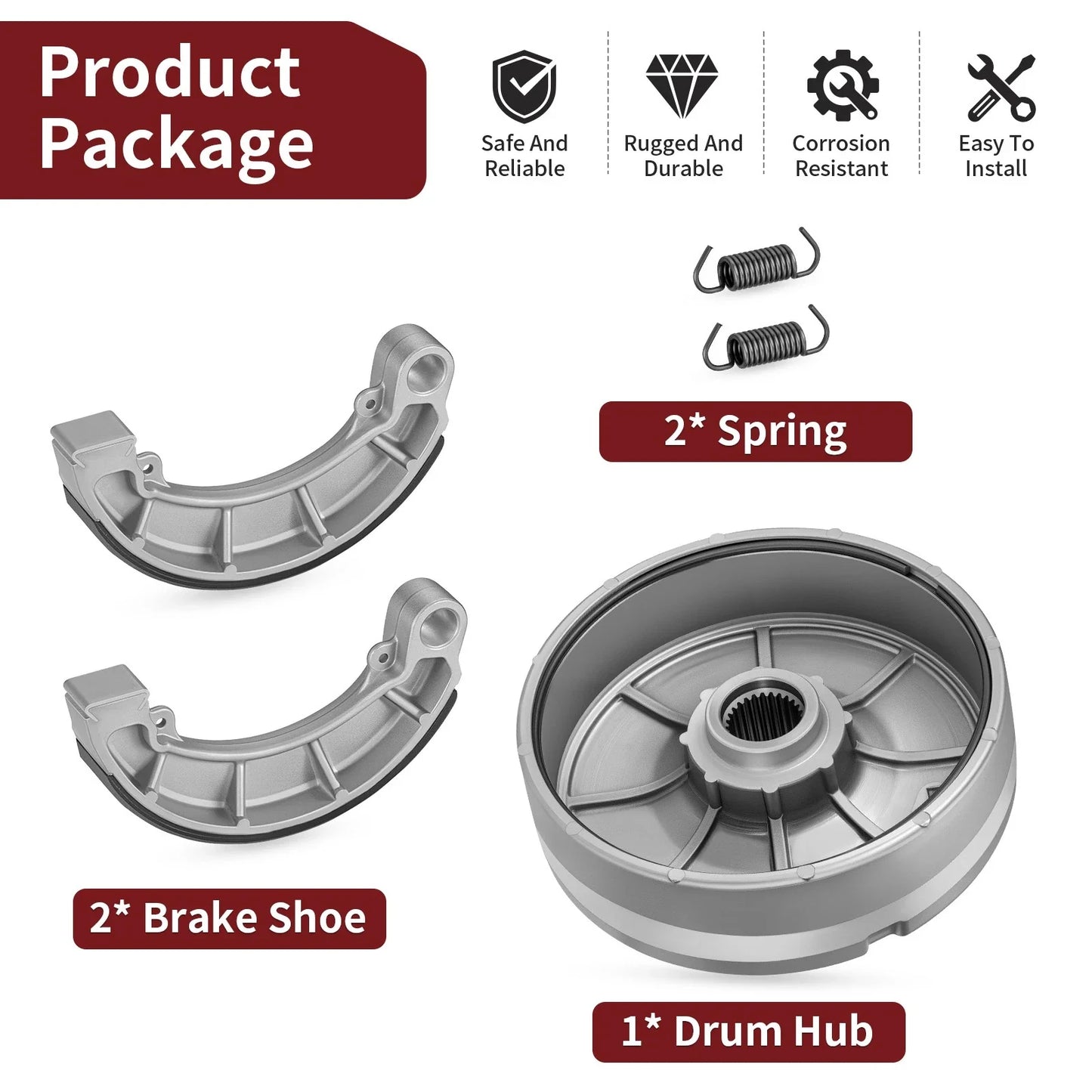 Rear Brake Drum Hub with Shoes for Honda Rancher 350 (2000–2006)