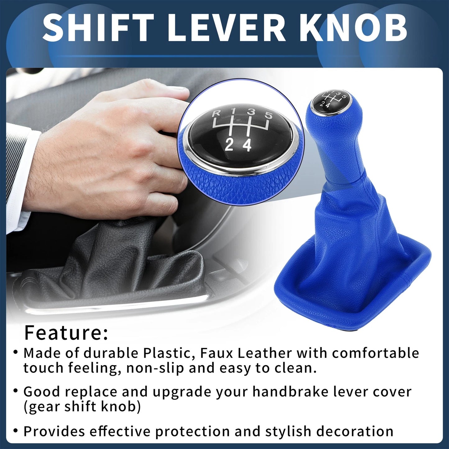 5 Speed Manual Gear Shifter Knob with Cover for VW Bora (1999–2005) Blue