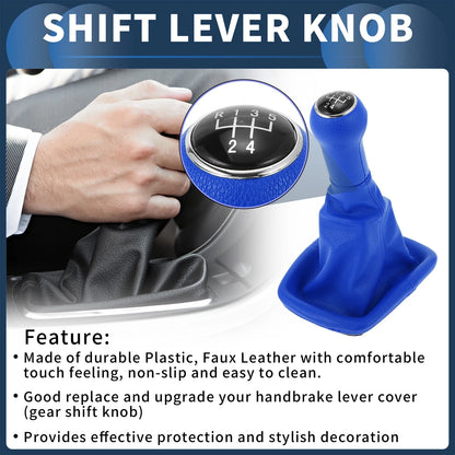 5 Speed Manual Gear Shifter Knob with Cover for VW Bora (1999–2005) Blue