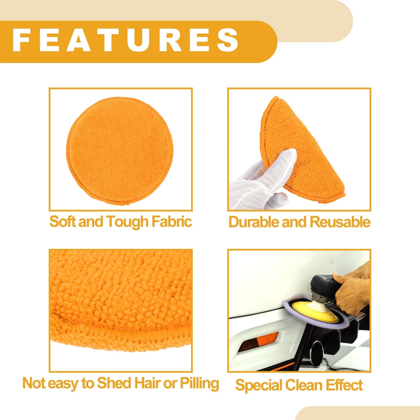 Set of 6 Polishing Buffing Pads for Auto Waxing 12.5cm