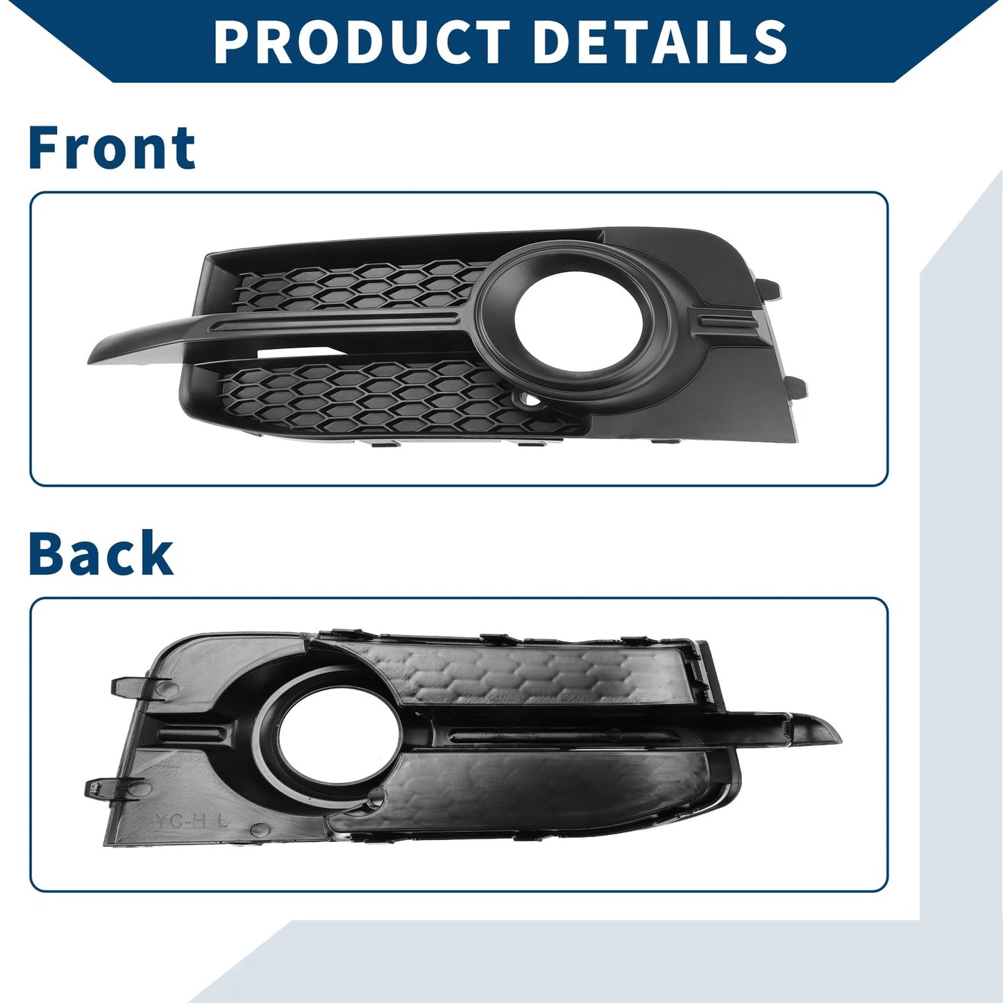 1 Pair Front Fog Light Grill for Audi A1 8X/8XA (No. 8X0807682B/8X0807681B)