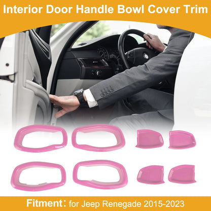 Set of 4 Pink ABS Interior Door Handle Bowl Cover Trim for Jeep Renegade (2015–2023)
